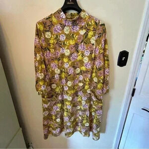Isaac Mizrahi Floral Knit Mock-Neck Swing Dress Size XL 1X